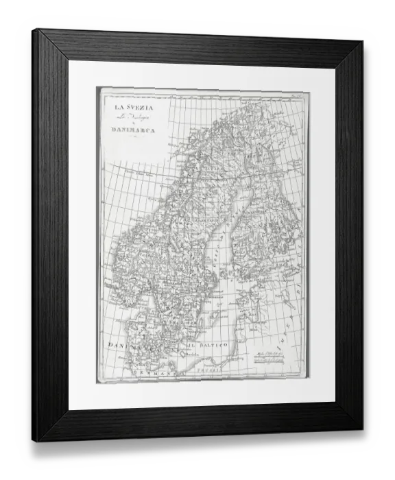 Framed Print : Map of Sweden Norway and Denmark Framed Print : Map of Sweden Norway and Denmark