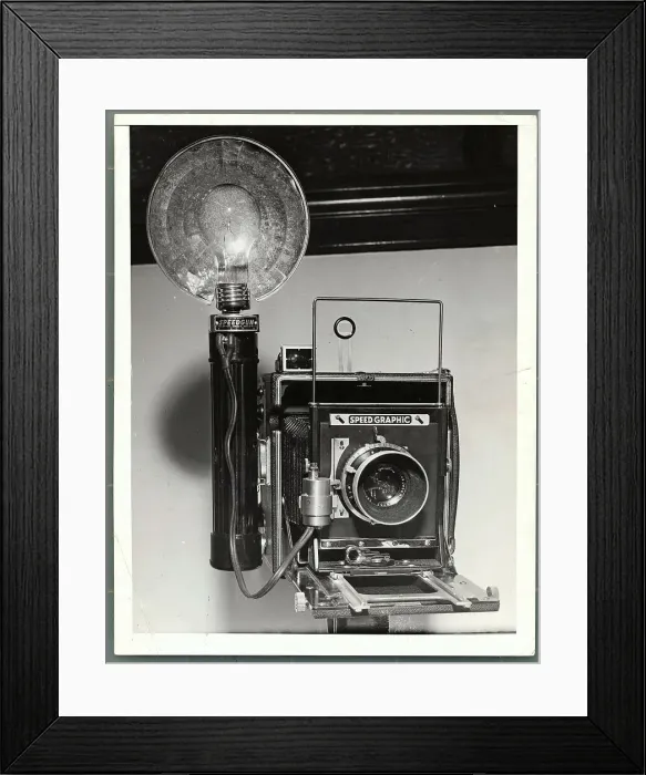 Framed Print : Camera with Flash Attached Framed Print : Camera with Flash Attached