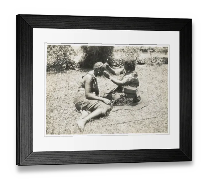 Framed Print : South African Woman Grooming Another's Hair with Elaborate Braids Framed Print : South African Woman Grooming Another's Hair with Elaborate Braids