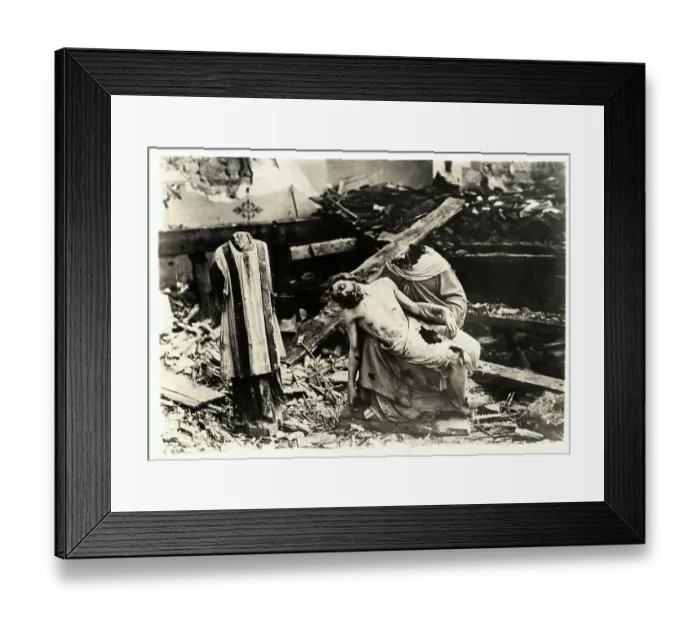 Framed Print : War Damaged Church and Statues Framed Print : War Damaged Church and Statues