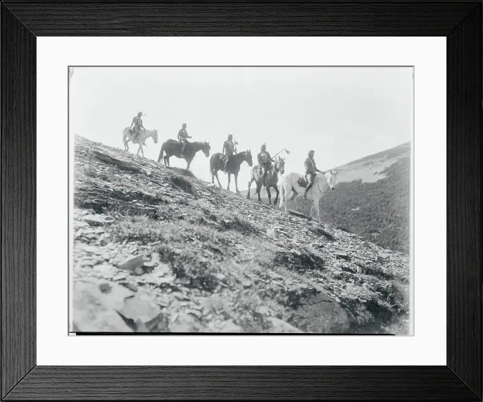 Framed Print : Native Americans Riding Horses Down Hill Framed Print : Native Americans Riding Horses Down Hill