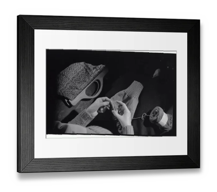 Framed Print : Girl Knitting Framed Print : Girl Knitting