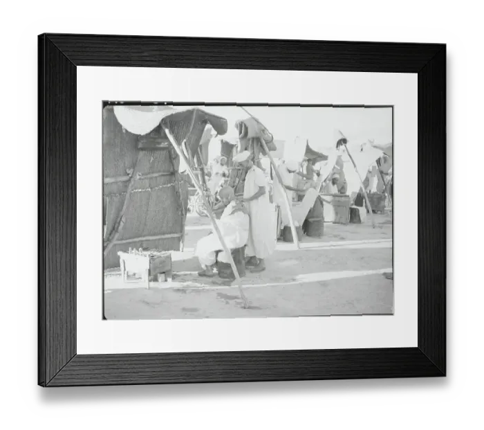 Framed Print : Outdoor Barber with Patron Framed Print : Outdoor Barber with Patron