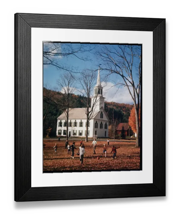 Framed Print : Children Playing Across from Church Framed Print : Children Playing Across from Church
