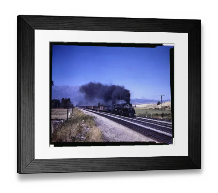 Framed Print : Train Passing Through Near Mountain Area Framed Print : Train Passing Through Near Mountain Area