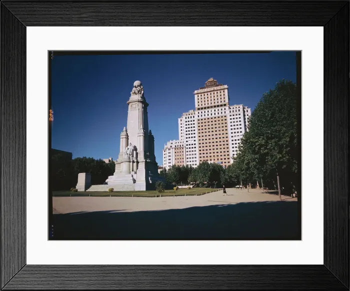 Framed Print : View of Plaza de Espana and Cervantes Monument Framed Print : View of Plaza de Espana and Cervantes Monument