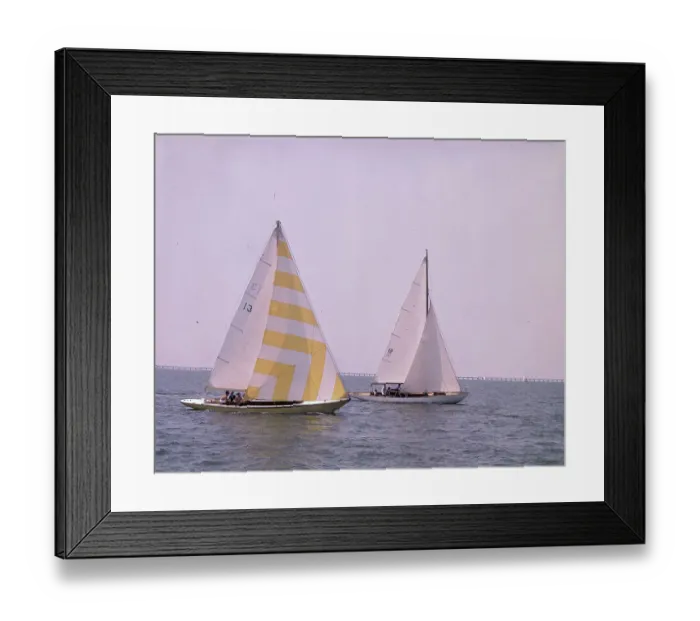 Framed Print : Two Sailboats Sailing on a Lake Framed Print : Two Sailboats Sailing on a Lake