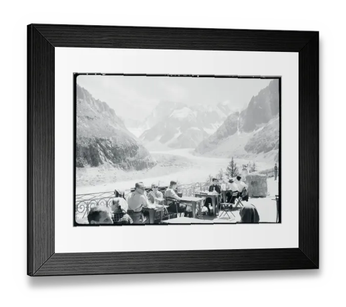 Framed Print : Outdoor Cafe in Chamonix, French Alps With View of Glacier Pathway Framed Print : Outdoor Cafe in Chamonix, French Alps With View of Glacier Pathway