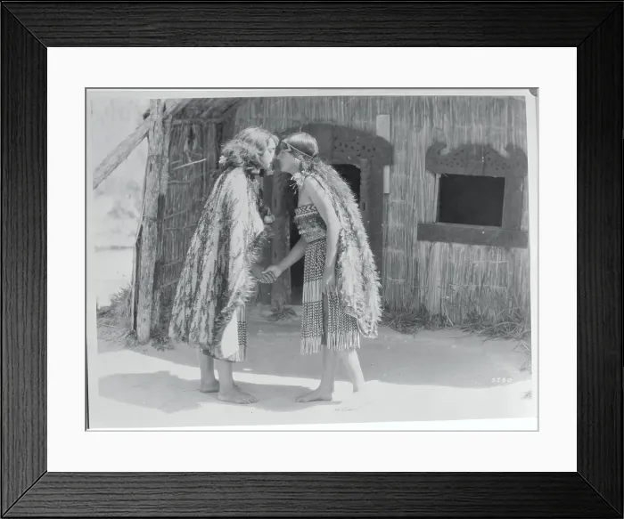 Framed Print : Two Maoris Greeting Each Other Framed Print : Two Maoris Greeting Each Other