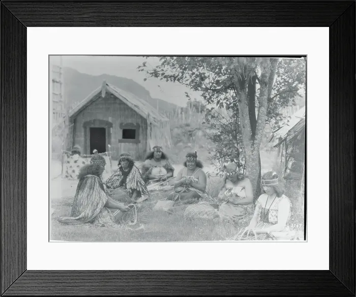 Framed Print : Maori Women Braiding Flax Framed Print : Maori Women Braiding Flax