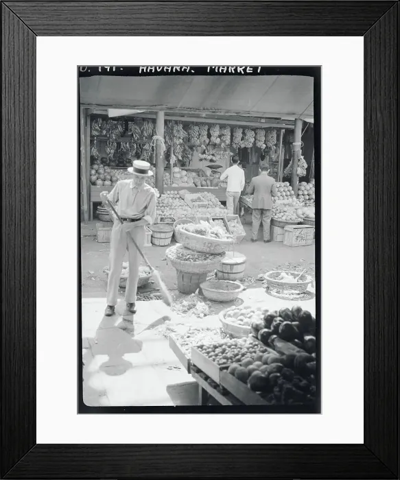 Framed Print : Man Cleaning Market Area