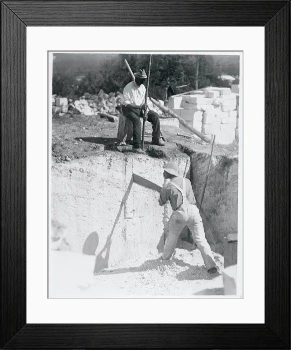 Framed Print : Workmen Sawing Blocks of Coral Framed Print : Workmen Sawing Blocks of Coral