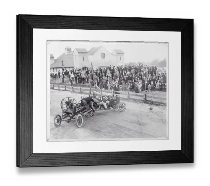 Framed Print : Men Competing in an Auto Polo Game Framed Print : Men Competing in an Auto Polo Game