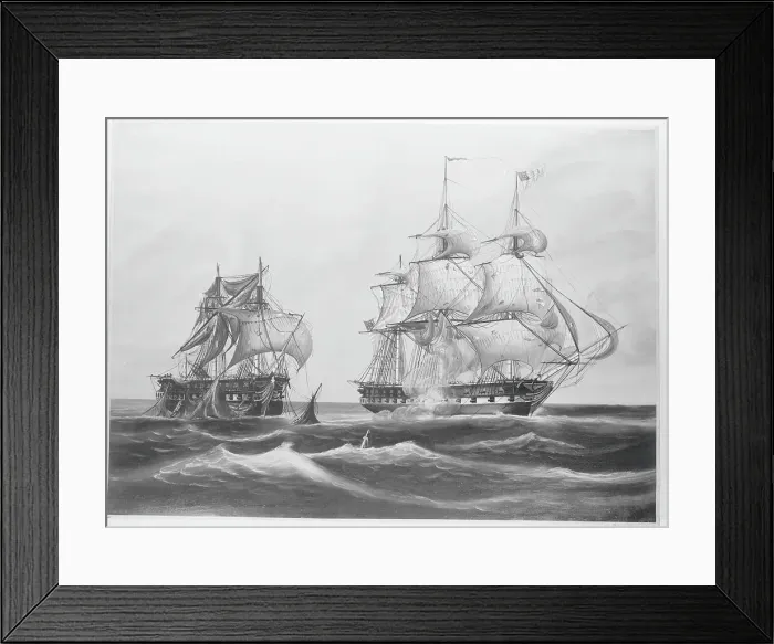 Framed Print : Two Ships Fighting at Sea Framed Print : Two Ships Fighting at Sea