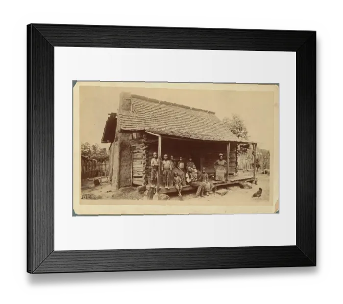 Framed Print : Family Posing Outside Cabin Framed Print : Family Posing Outside Cabin
