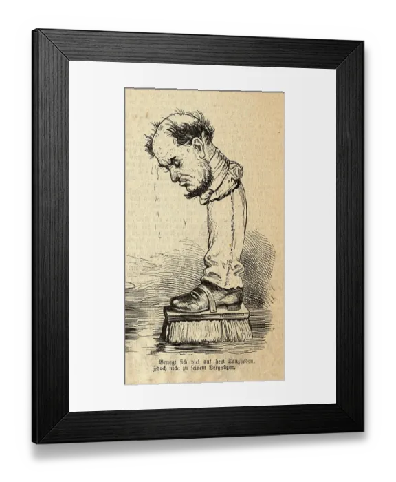Framed Print : Caricature of Leg Attached to Head of Man Framed Print : Caricature of Leg Attached to Head of Man