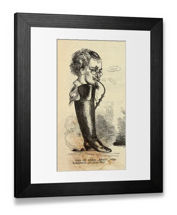 Framed Print : Caricature of Leg Attached to Head of Man Framed Print : Caricature of Leg Attached to Head of Man