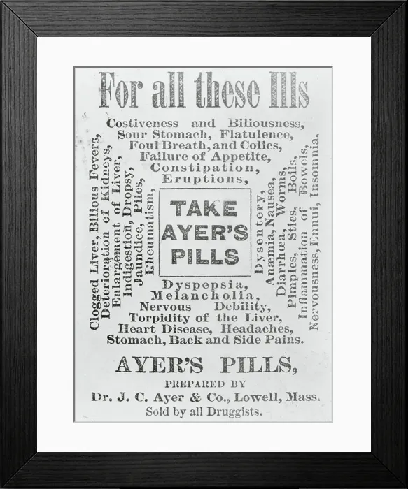 Framed Print : Advertisement for Ayer's Pills