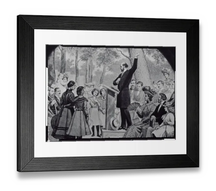 Framed Print : Church Scene Taking Place in Woods Framed Print : Church Scene Taking Place in Woods