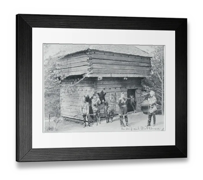 Framed Print : Militia Members Posing Outside Blockhouse Framed Print : Militia Members Posing Outside Blockhouse