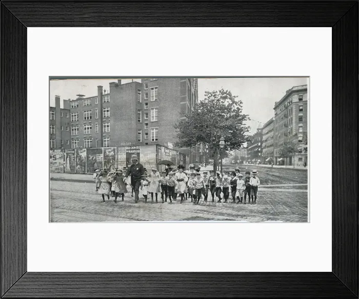 Framed Print : School Children Crossing Street Framed Print : School Children Crossing Street