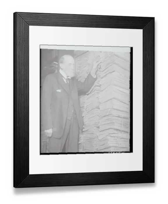 Framed Print : T.S. Leisenring Posing with Newspapers Framed Print : T.S. Leisenring Posing with Newspapers