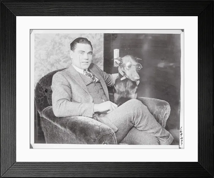 Framed Print : Jack Dempsey and Dog Both Wearing Eyewear Framed Print : Jack Dempsey and Dog Both Wearing Eyewear