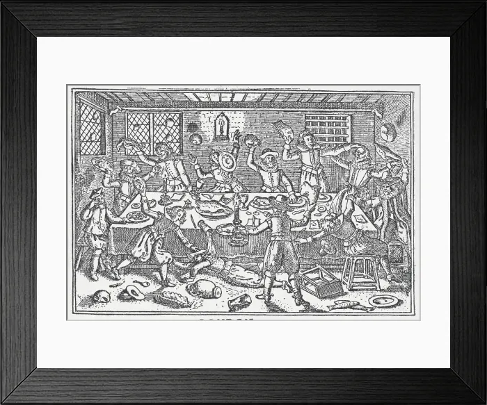 Framed Print : Men Throwing Food in The Counter Scuffle Framed Print : Men Throwing Food in The Counter Scuffle