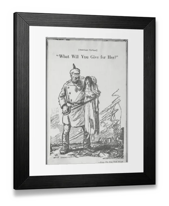 Framed Print : Cartoon of Germany Holding Belgium Framed Print : Cartoon of Germany Holding Belgium