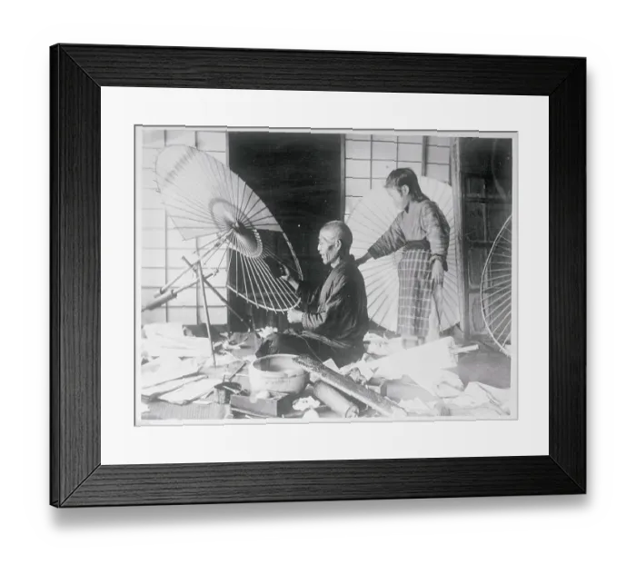 Framed Print : Craftsman Making a Parasol Framed Print : Craftsman Making a Parasol