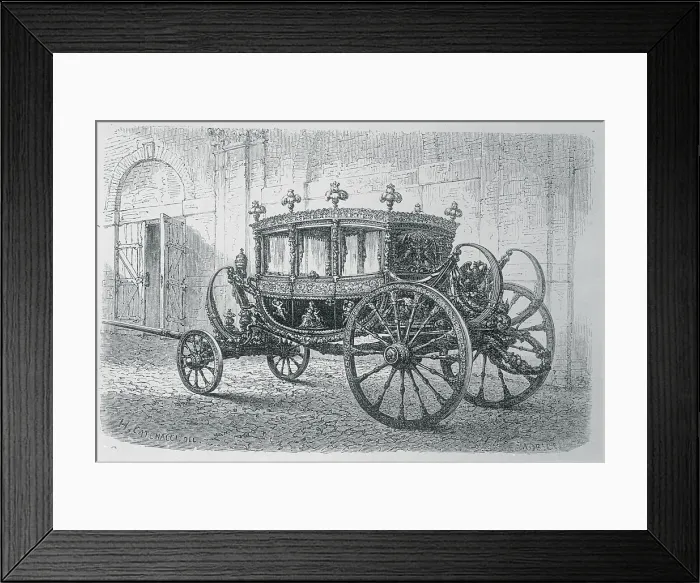Framed Print : Pope's Carriage Parked Outside Building Framed Print : Pope's Carriage Parked Outside Building