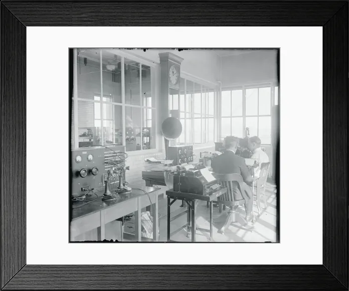 Framed Print : Men Sitting in Radio Room Framed Print : Men Sitting in Radio Room