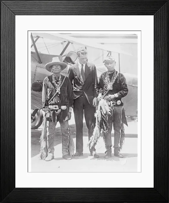 Framed Print : Portrait of Charles Lindbergh with Navajos Framed Print : Portrait of Charles Lindbergh with Navajos