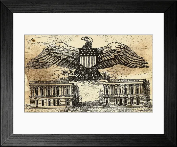 Framed Print : Capitol Building in 1806 with Eagle Framed Print : Capitol Building in 1806 with Eagle