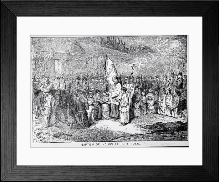Framed Print : Priest Hovering over Praying Indians Framed Print : Priest Hovering over Praying Indians
