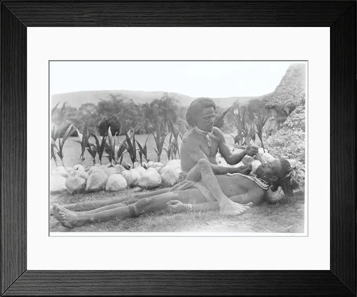 Framed Print : New Guinea Natives Shaving Techniques Framed Print : New Guinea Natives Shaving Techniques