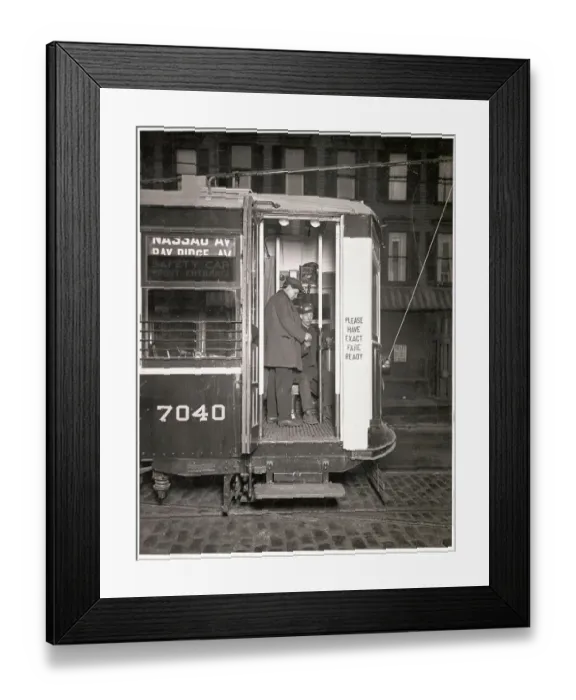 Framed Print : Trolley Conductor Collecting Fare Framed Print : Trolley Conductor Collecting Fare