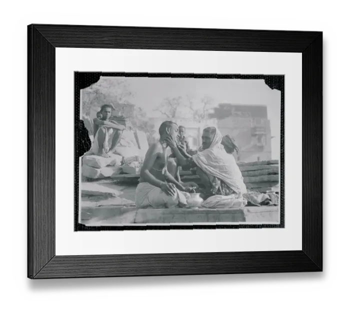 Framed Print : Barber Shaving a Man Framed Print : Barber Shaving a Man
