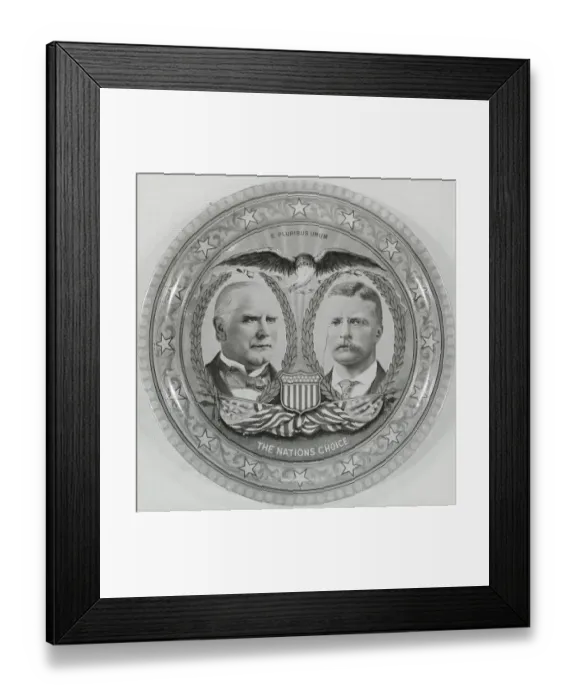 Framed Print : Sculptured Platter with Theodore Roosevelt and William McKinley Framed Print : Sculptured Platter with Theodore Roosevelt and William McKinley