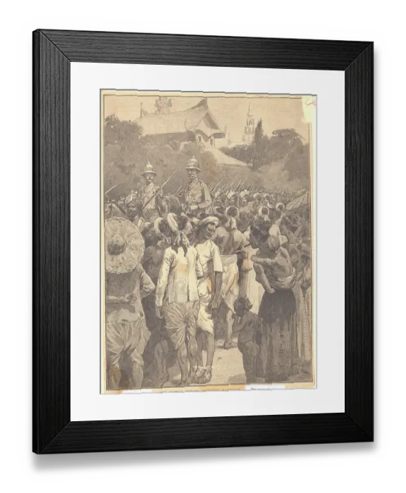 Framed Print : Villagers Observing Incoming British Soldiers Framed Print : Villagers Observing Incoming British Soldiers