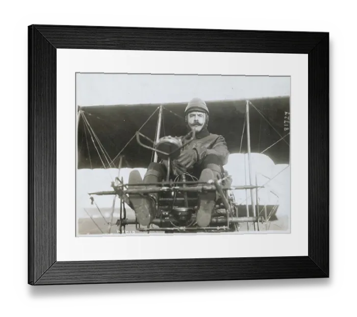 Framed Print : Aviator Posing in Early Flying Machine Framed Print : Aviator Posing in Early Flying Machine