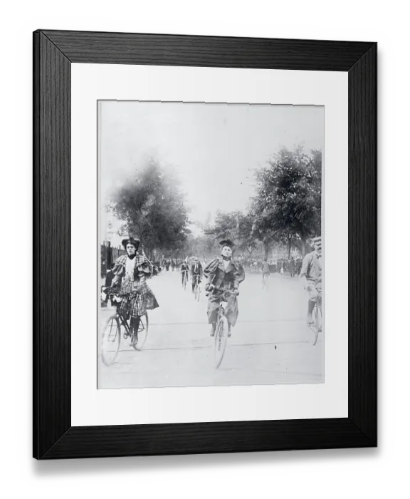 Framed Print : Women Bicycling Outdoors Framed Print : Women Bicycling Outdoors