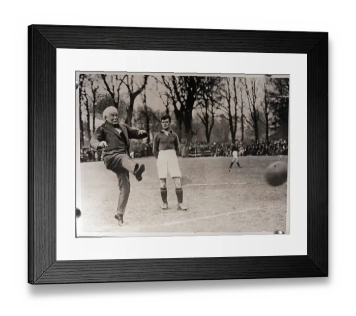 Framed Print : David Lloyd George Kicking Soccer Ball Framed Print : David Lloyd George Kicking Soccer Ball