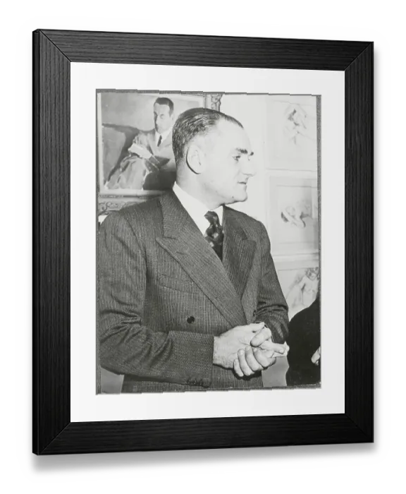 Framed Print : Author Alberto Moravia with Clasped Hands Framed Print : Author Alberto Moravia with Clasped Hands
