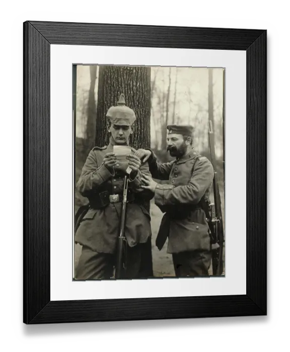 Framed Print : Father and Son Reading Letter Framed Print : Father and Son Reading Letter
