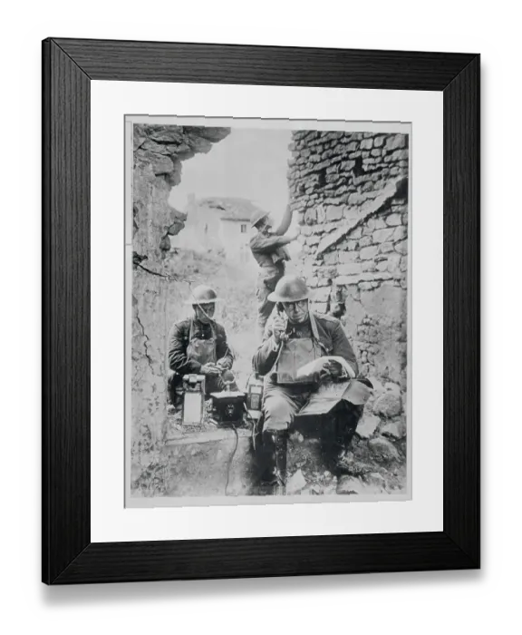 Framed Print : Signal Corps Installing Telephone Apparatus Framed Print : Signal Corps Installing Telephone Apparatus
