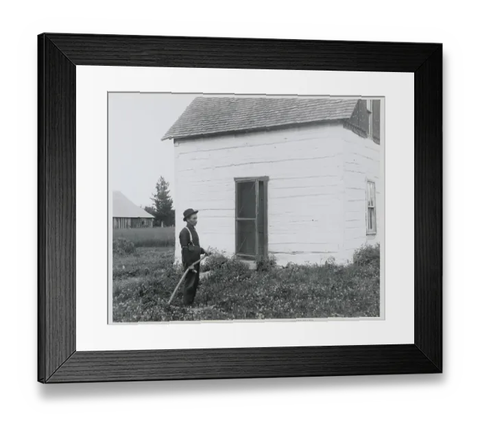 Framed Print : Farmer Holding Scythe Framed Print : Farmer Holding Scythe