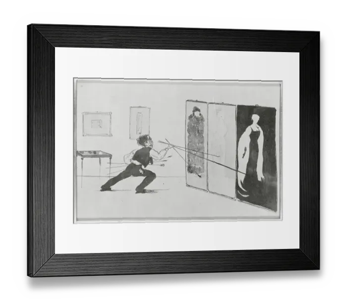 Framed Print : Cartoon of James Whistler Painting Framed Print : Cartoon of James Whistler Painting