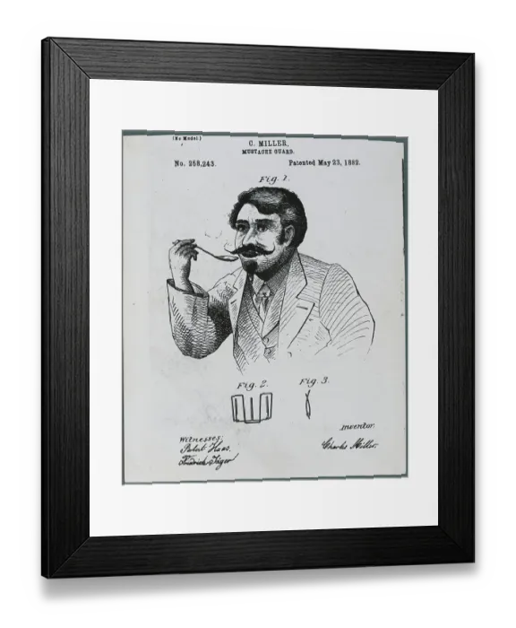 Framed Print : Advertisement for a Mustache Guard Framed Print : Advertisement for a Mustache Guard
