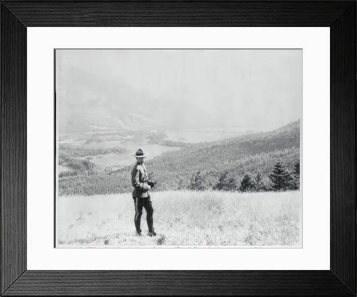 Framed Print : Canadian Mountie Admiring View Framed Print : Canadian Mountie Admiring View
